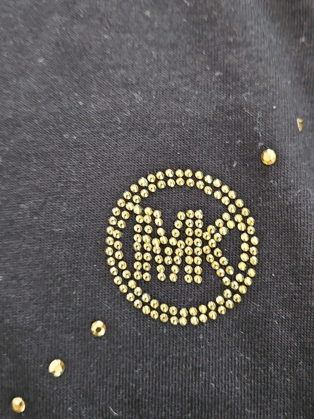 Michael Kors Black Short-Sleeve Tee with Gold MK Emblem Pattern - Picture 3 of 5
